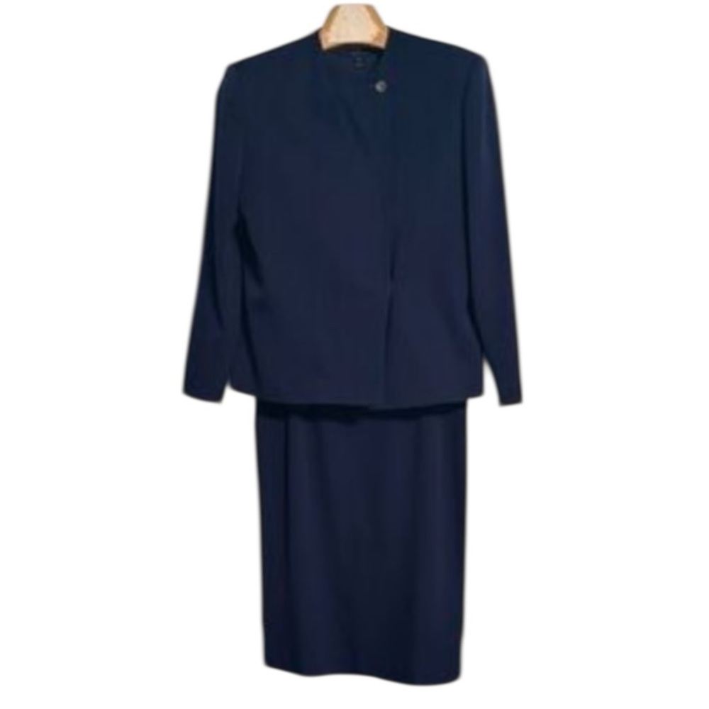Ralph Lauren Navy Blue Skirt Suit Set - Picture 2 of 12